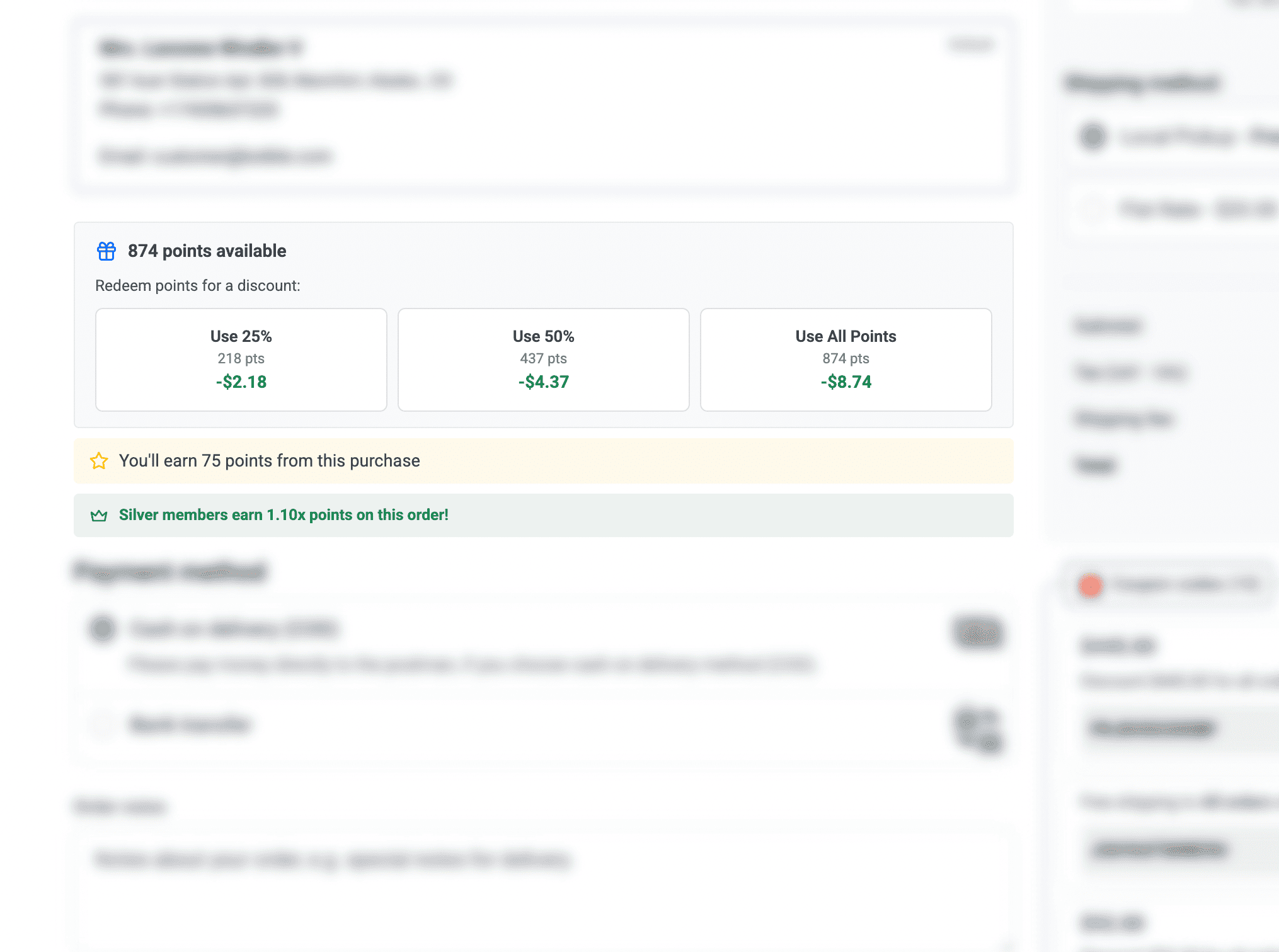 Redeem Points at Checkout